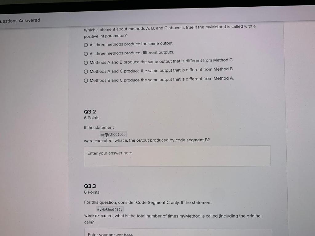 Solved uestions Answered Which statement about methods A, B, | Chegg.com