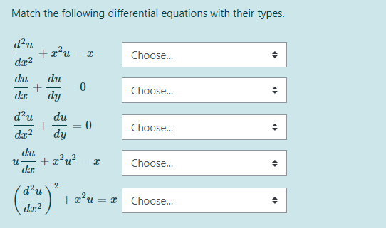Solved Match the following differential equations with their | Chegg.com