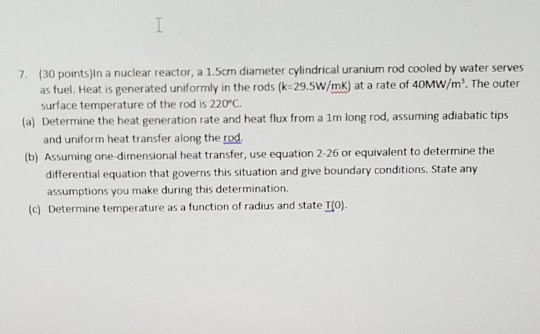 Solved (30 points)ln a nuclear reactor, a 1.5cm diameter | Chegg.com
