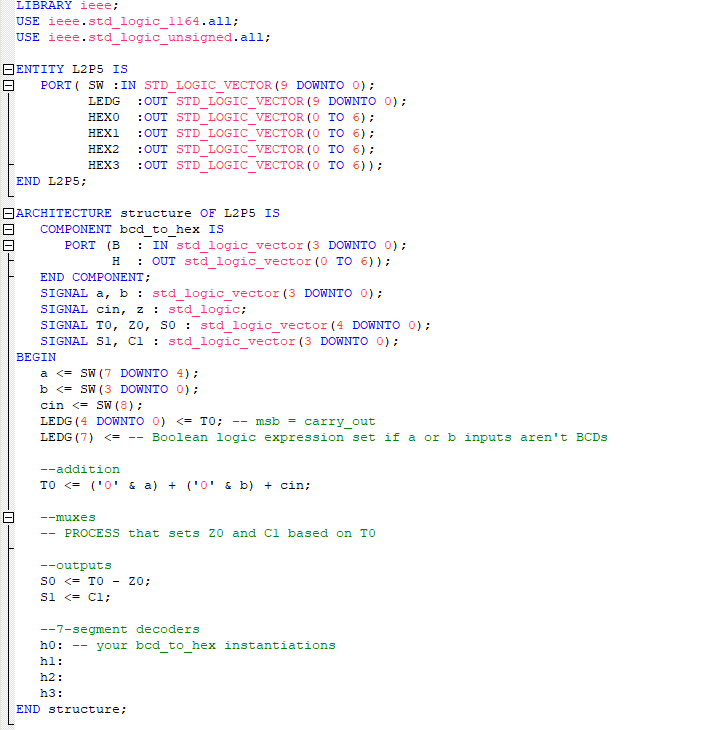 BCD to 7 Segment Decoder VHDL Code