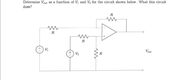 Solved Determine Vout as a function of V1 and V2 for the | Chegg.com