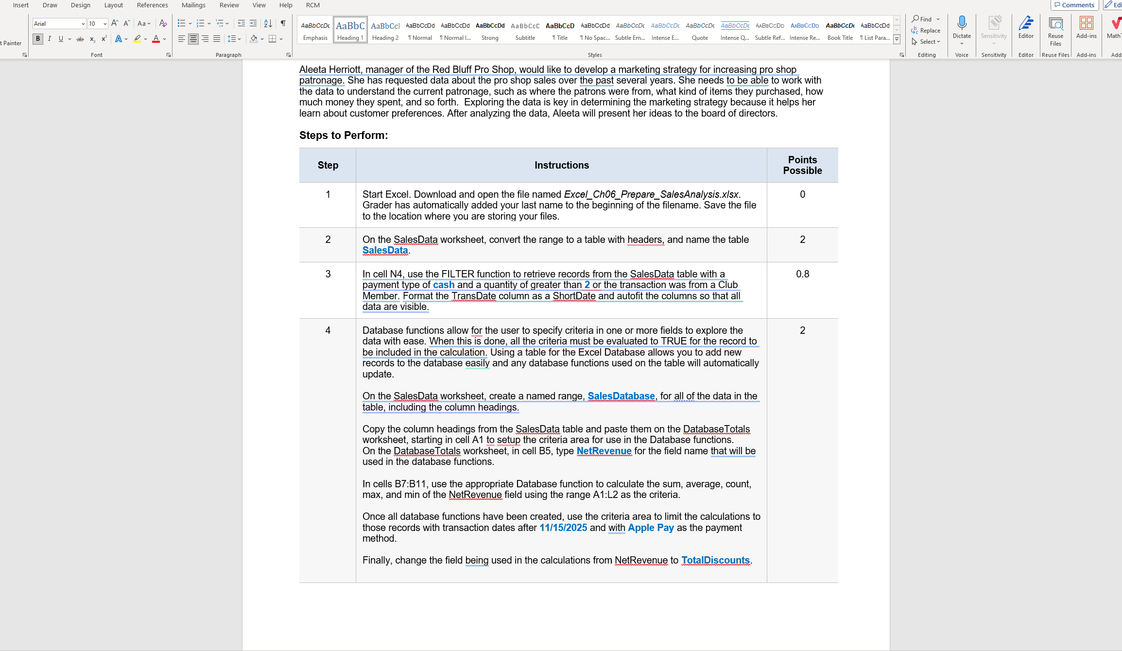 Solved Aleeta Herriott, manager of the Red Bluff Pro Shop,