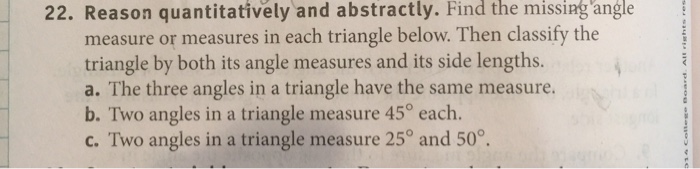 Solved Find the missing angle measure or measures in each | Chegg.com