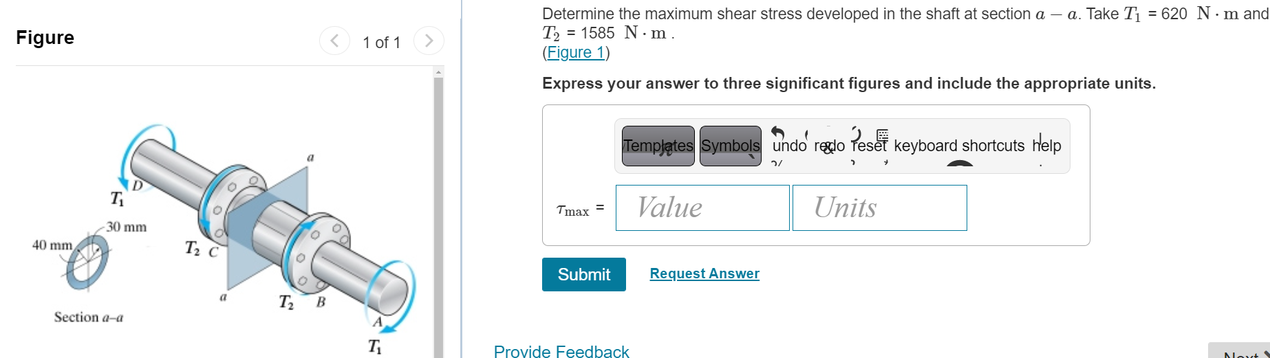 Solved Determine the maximum shear stress developed in the | Chegg.com