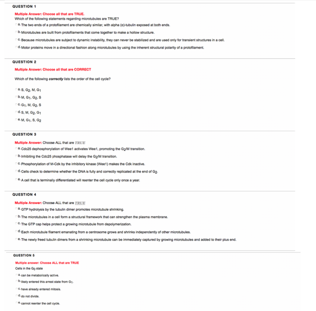 Solved Question 1 Multiple Answer Choose All That Are Tr Chegg Com