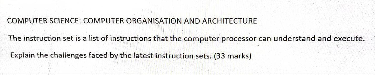 Solved COMPUTER SCIENCE: COMPUTER ORGANISATION AND | Chegg.com