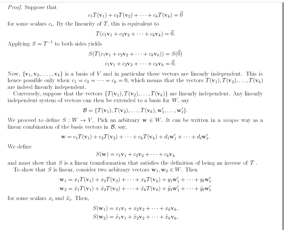 Solved Theorem 1 Let T V W Be A Linear Transformation Chegg Com