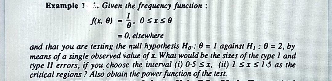 Solved = Example 1. 2. Given the frequency function : f(x,) | Chegg.com