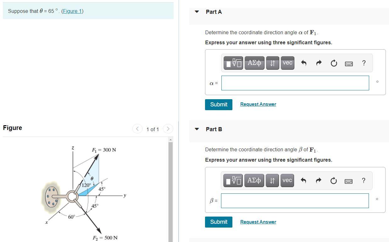 Solved O Suppose that 0 = 65 (Figure 1) Part A Determine the | Chegg.com