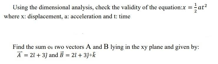 Solved Using The Dimensional Analysis, Check The Validity Of | Chegg.com