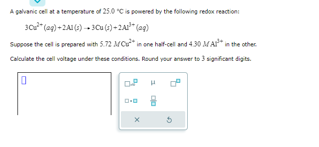 Solved A Galvanic Cell At A Temperature Of 250∘c Is Powered 9142