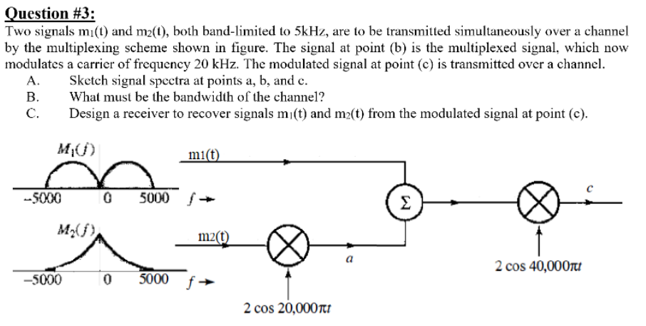 Solved Question \#3: Two signals m1(t) and m2(t), both | Chegg.com