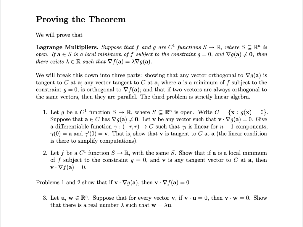 Solved Proving The Theorem We Will Prove That Lagrange Mu Chegg Com
