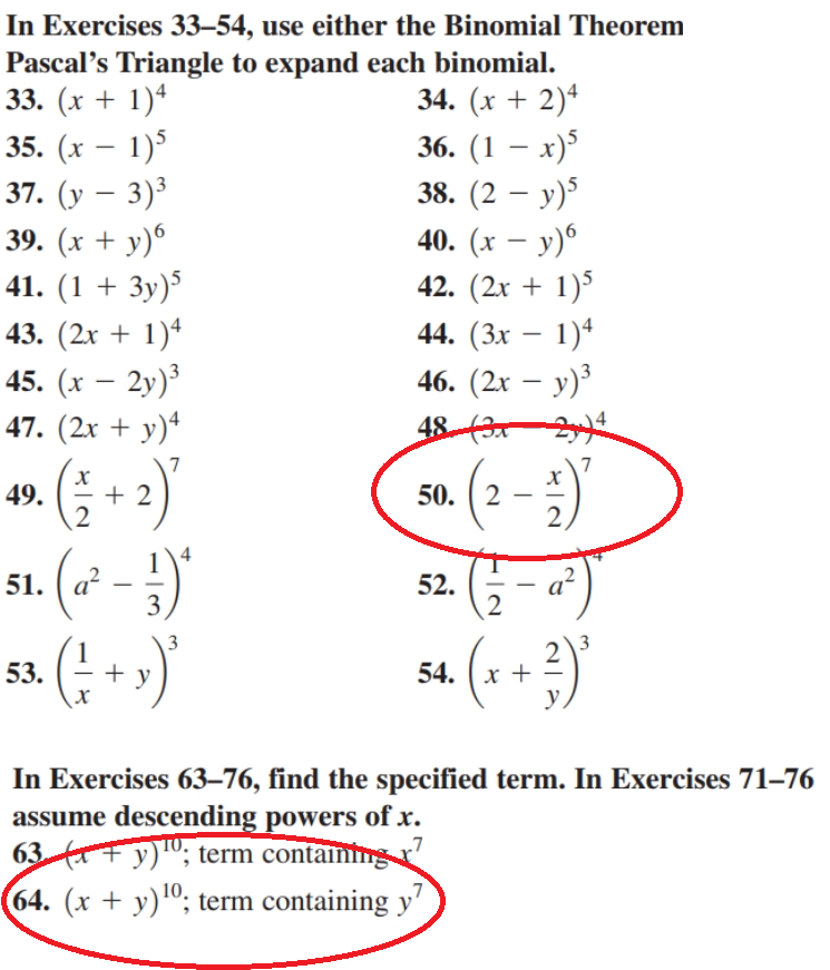 Solved In Exercises 33 54 Use Either The Binomial Theorem Chegg Com