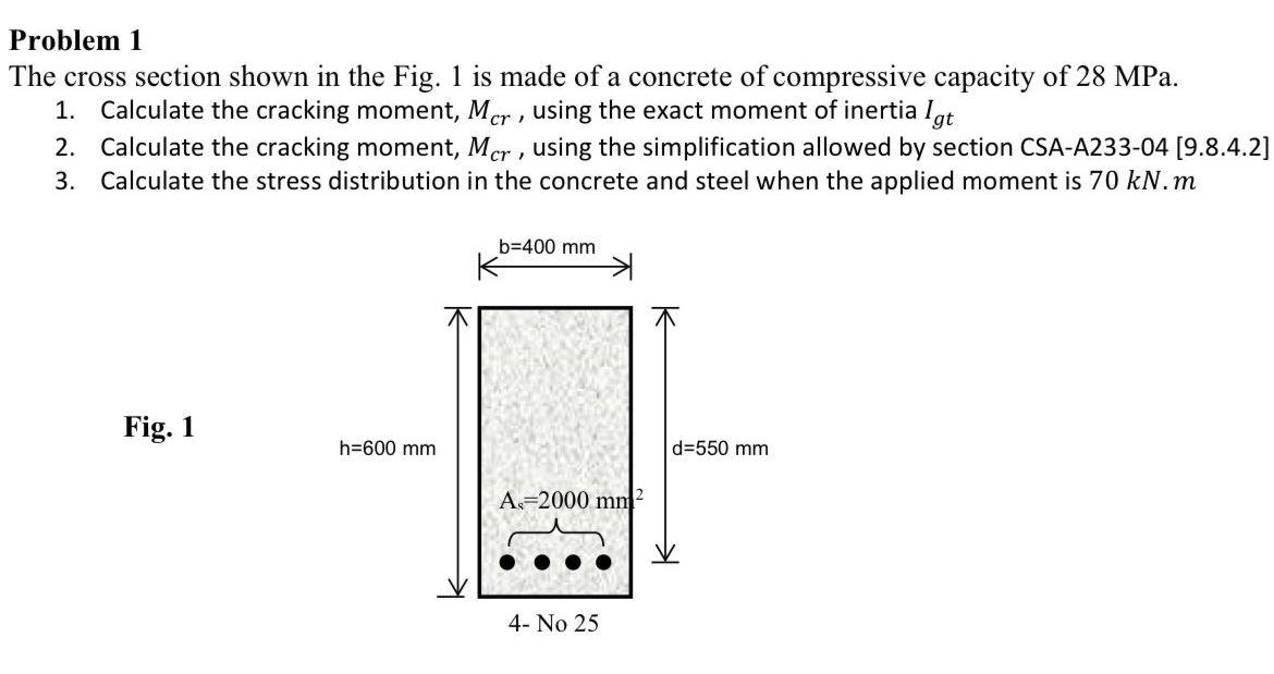 Solved Problem 1 The cross section shown in the Fig. 1 is | Chegg.com