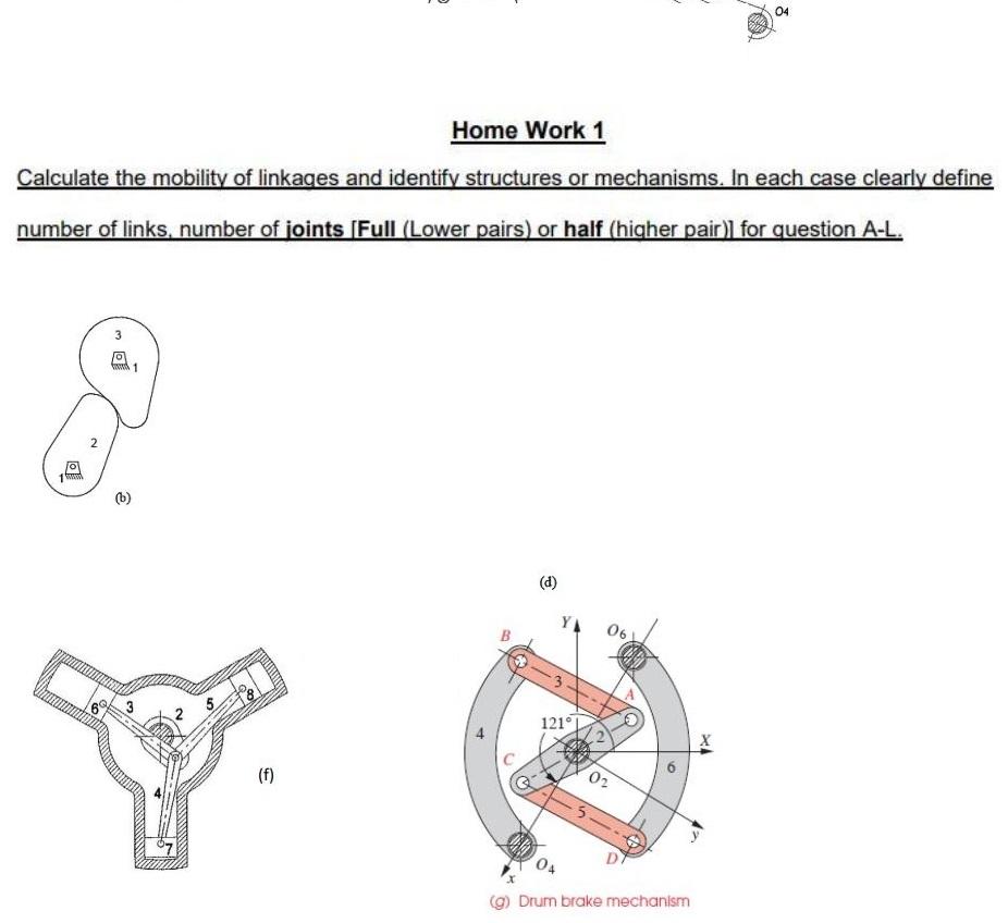 Solved . 04 Home Work 1 Calculate The Mobility Of Linkages | Chegg.com