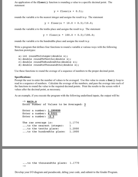 Solved An application ofthe floor ( ) function is rounding a | Chegg.com