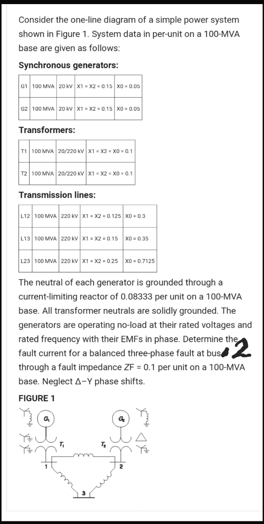 Solved Consider the one-line diagram of a simple power | Chegg.com