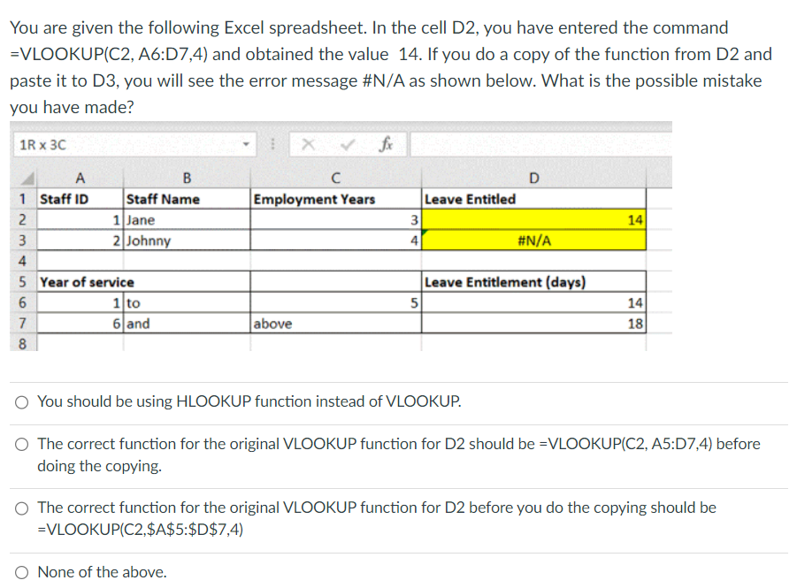 Solved You Are Given The Following Excel Spreadsheet. In The | Chegg.com