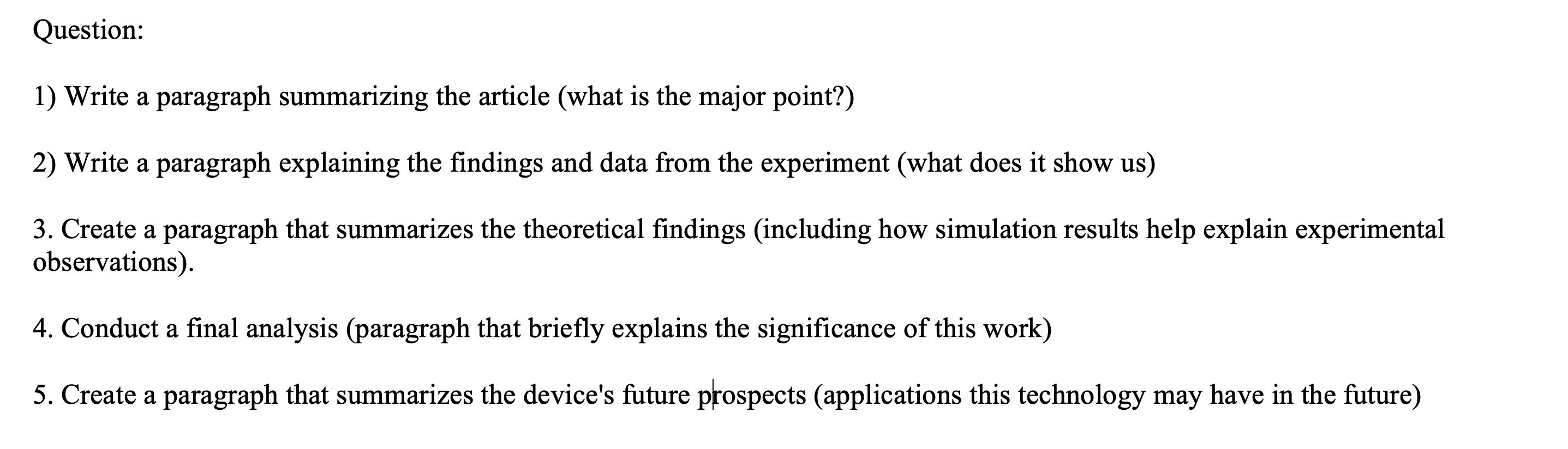 1) Write a paragraph summarizing the article (what is | Chegg.com