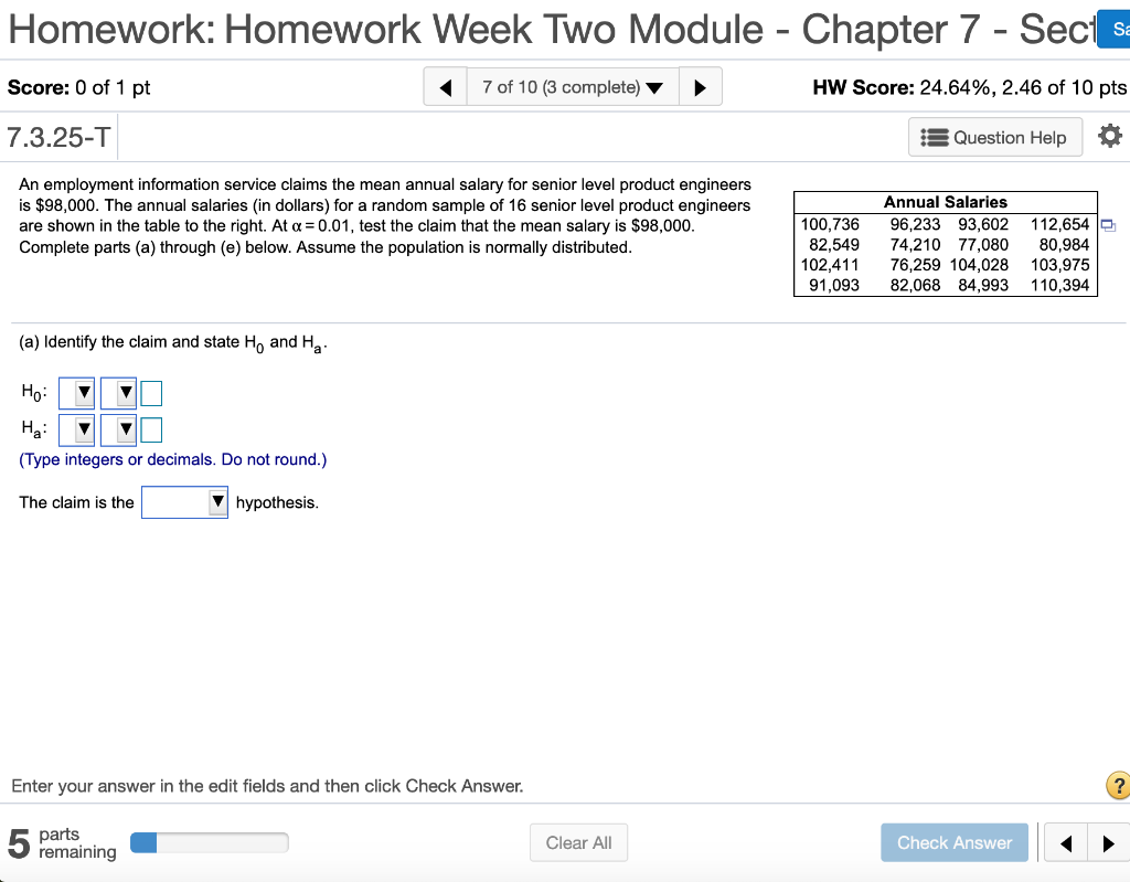 Solved Homework: Homework Week Two Module - Chapter 7 - | Chegg.com