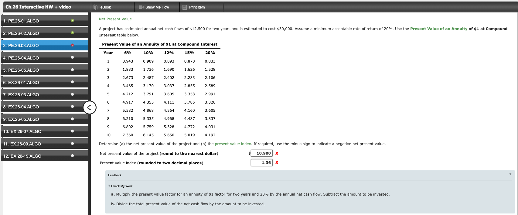 Solved Ch.26 Interactive HW + video eBook Show Me How Print | Chegg.com