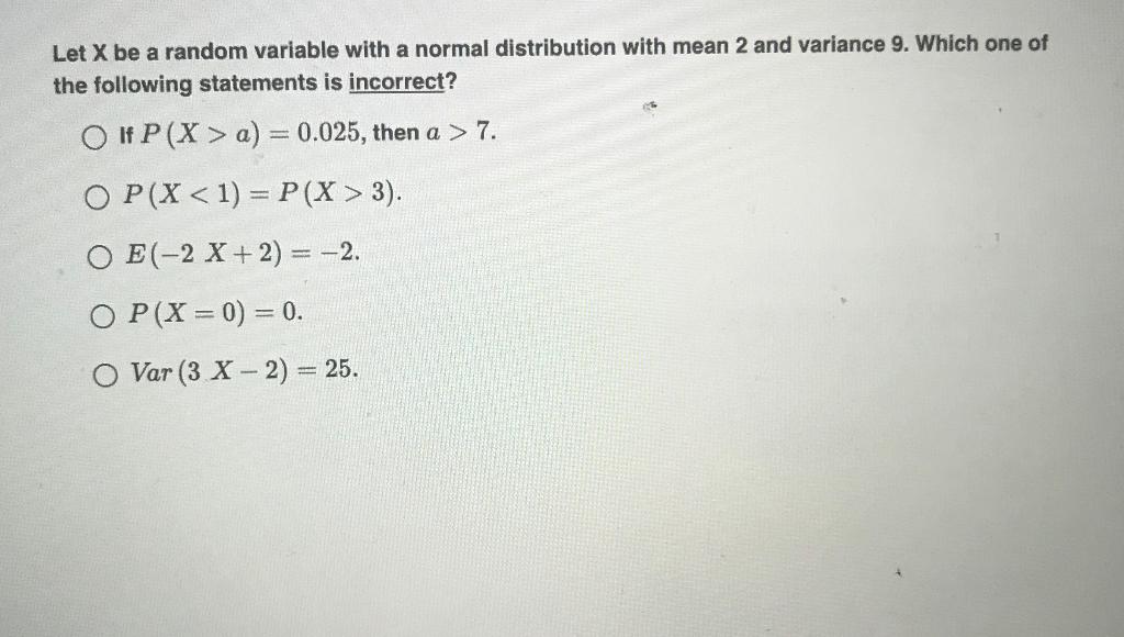 Solved Let X be a random variable with a normal distribution | Chegg.com