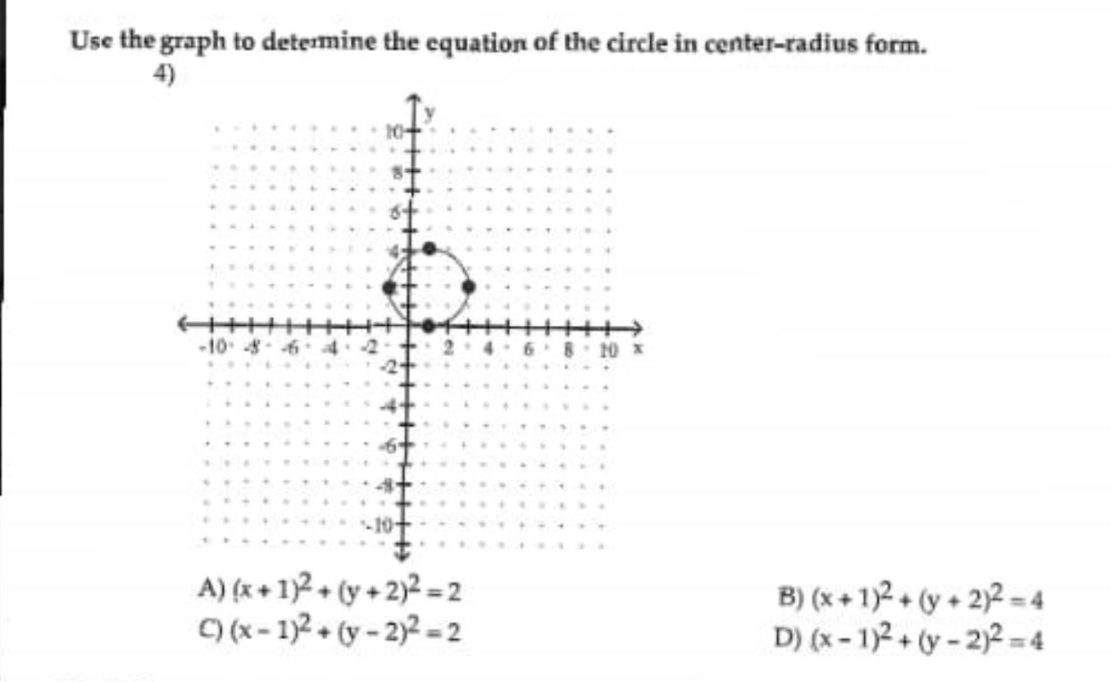 Solved Use the graph to determine the equation of the circle | Chegg.com