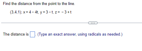 Solved Find the distance from the point to the line. | Chegg.com
