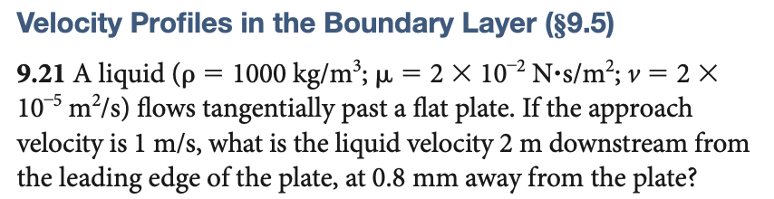 Solved Velocity Profiles in the Boundary Layer ($9.5) 9.21 A | Chegg.com