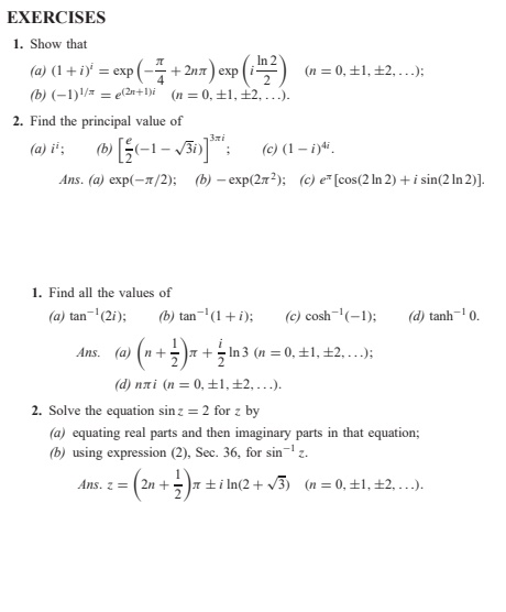 Solved Exercises 1 Show That A 1 I Exp 2 Exp Chegg Com