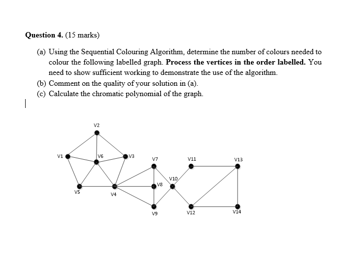 Using the Sequential Colouring Algorithm, determine | Chegg.com