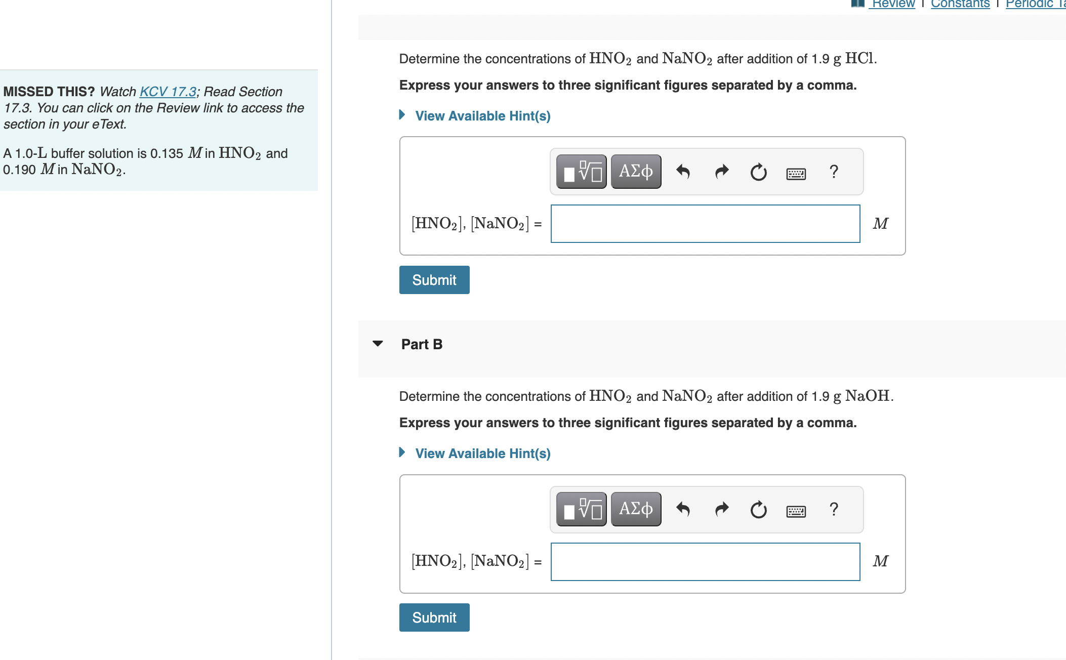 A 1.0-L buffer solution is 0.135M ﻿in HNO2 ﻿and0.190M | Chegg.com