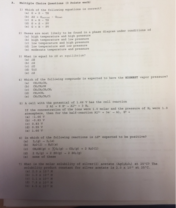 Solved A. Multiple Choice Questions (3 Points each) 1) Which | Chegg.com