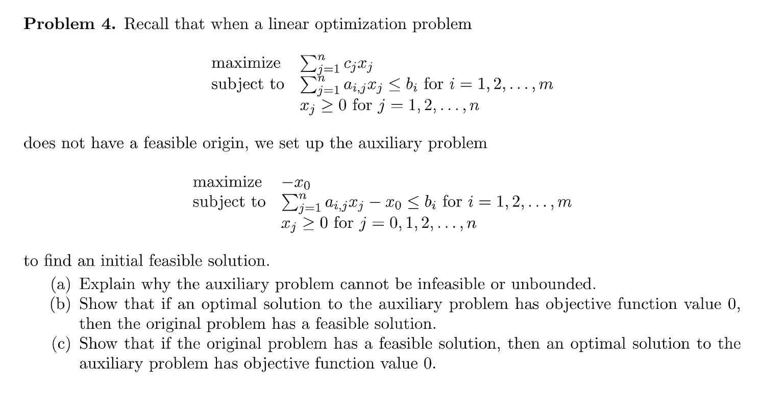 Solved Problem 4. Recall that when a linear optimization | Chegg.com