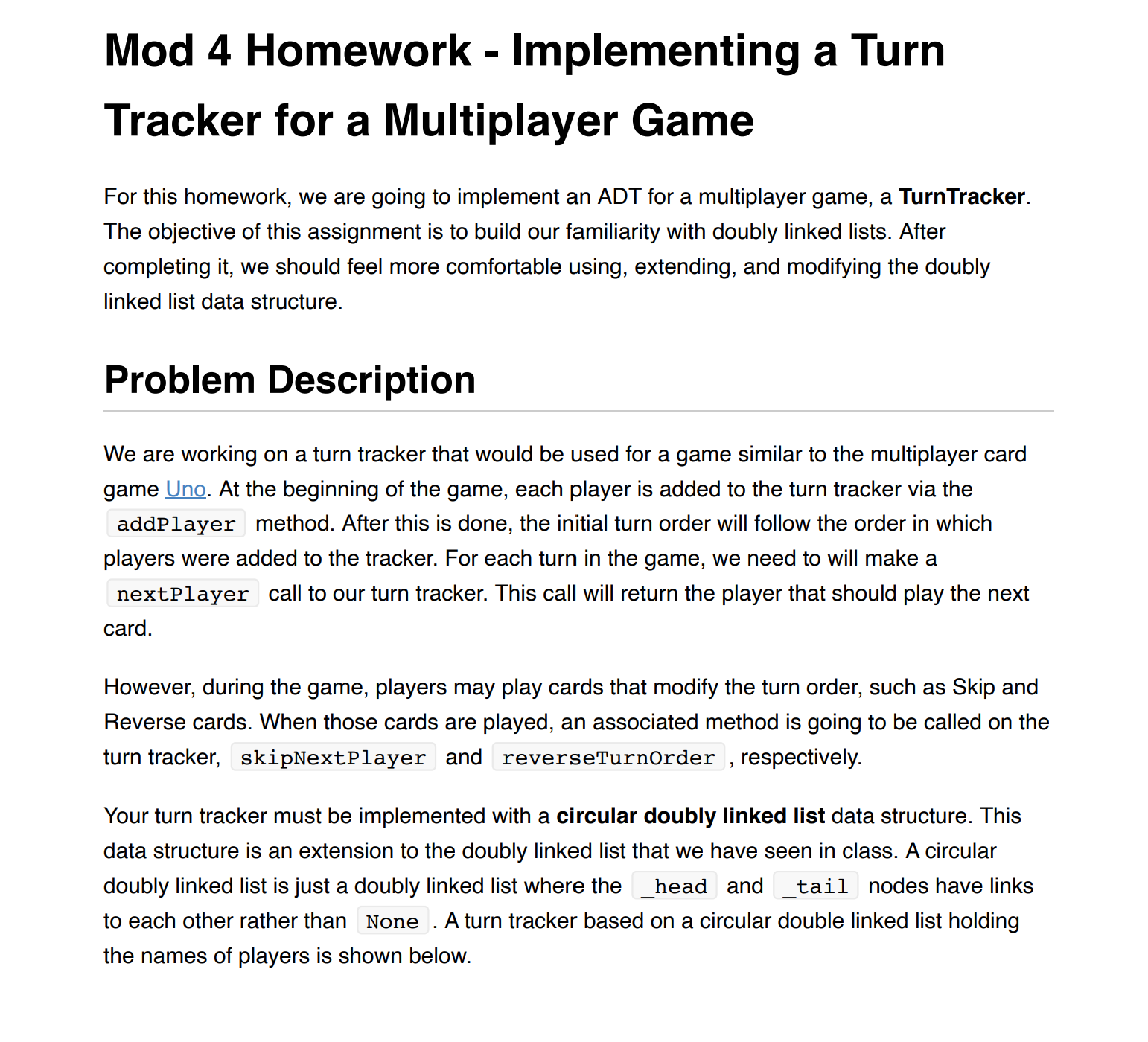 Solved Mod 4 Homework - Implementing a Turn Tracker for a | Chegg.com