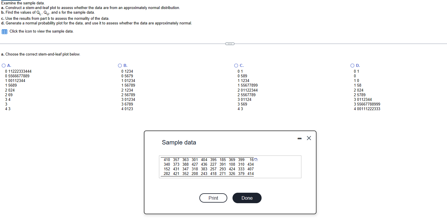 Solved Examine the sample data. a. Construct a stem-and-leaf | Chegg.com