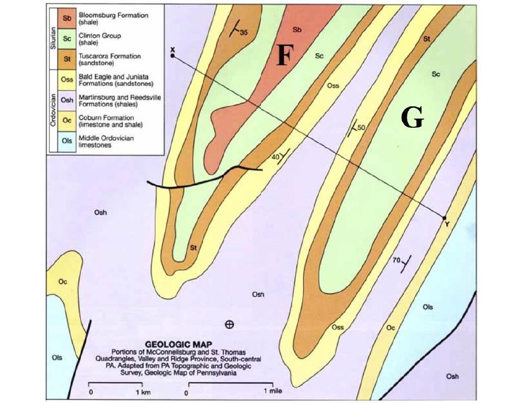 Solved The oldest rock unit shown on the geologic map | Chegg.com