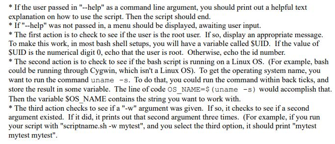 Solved * If the user passed in "--help" as a command line | Chegg.com