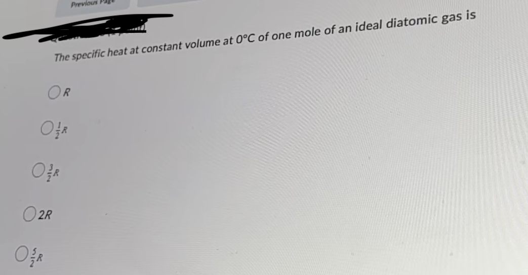 Solved The specific heat at constant volume at 0∘C of one | Chegg.com