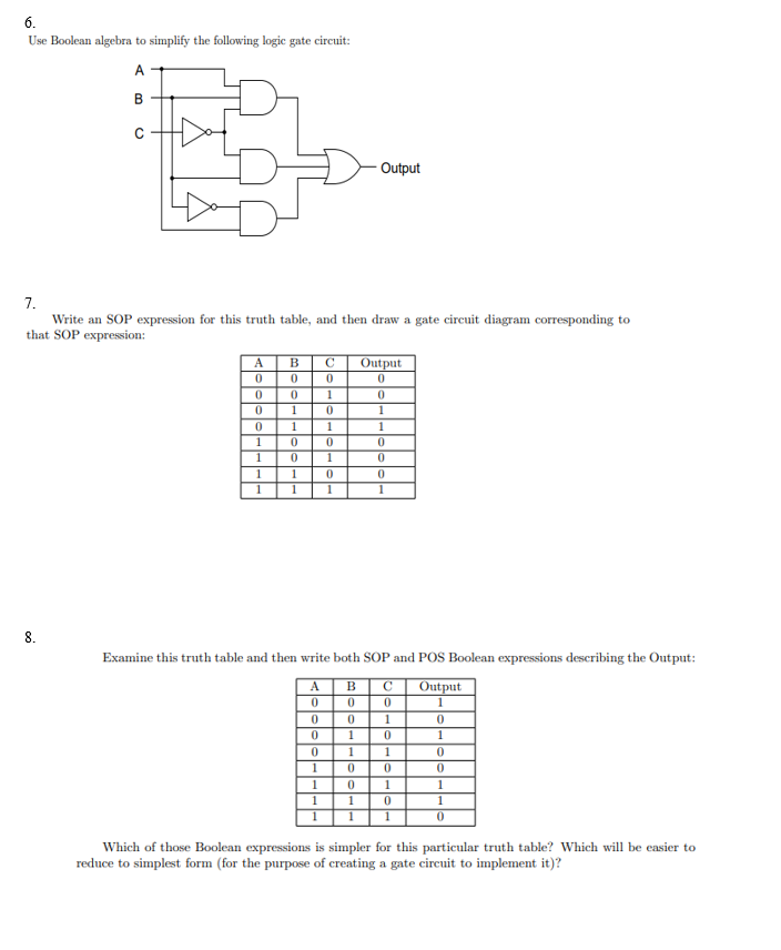 Solved 6. Use Boolean algebra to simplify the following | Chegg.com