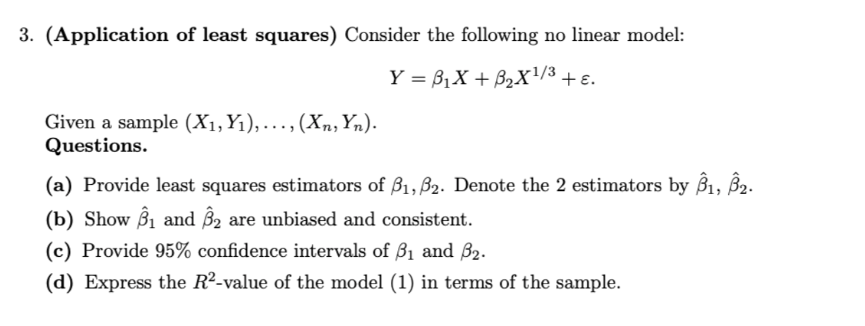 Solved 3. (Application Of Least Squares) Consider The | Chegg.com