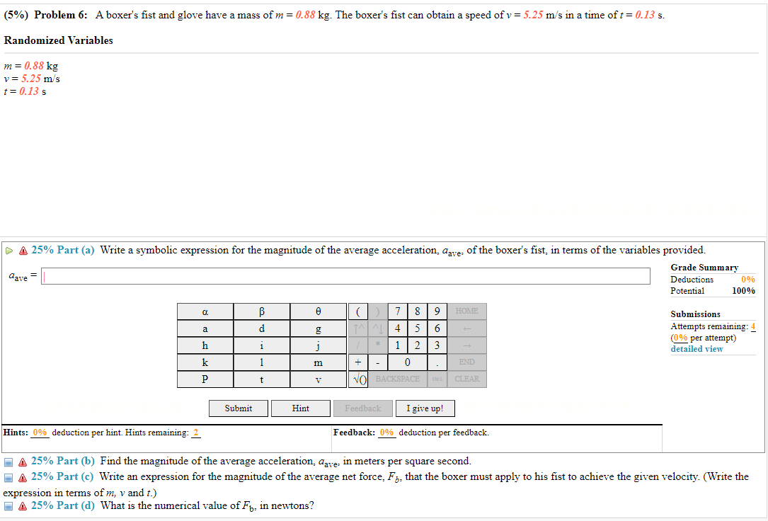 Solved (5\) Problem 6 A boxer's fist and glove have a mass