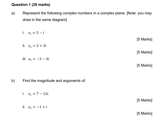 Solved A) Represent The Following Complex Numbers In A | Chegg.com