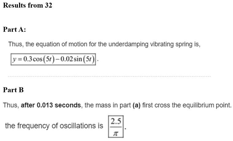 Results from 32 Part A: Thus, the equation of motion | Chegg.com