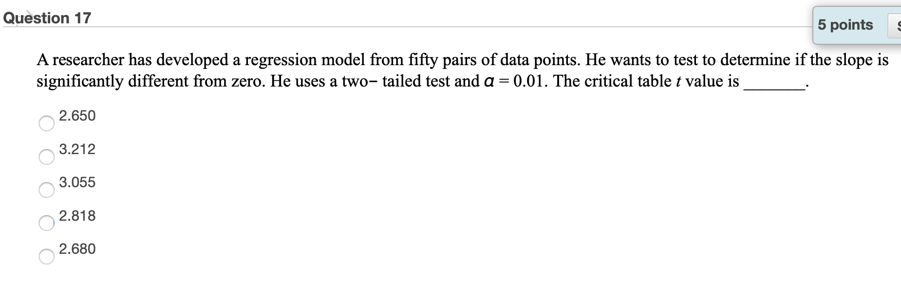 Solved Question 17 5 points A researcher has developed a | Chegg.com