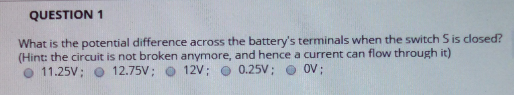Solved QUESTION 1 What is the potential difference across | Chegg.com