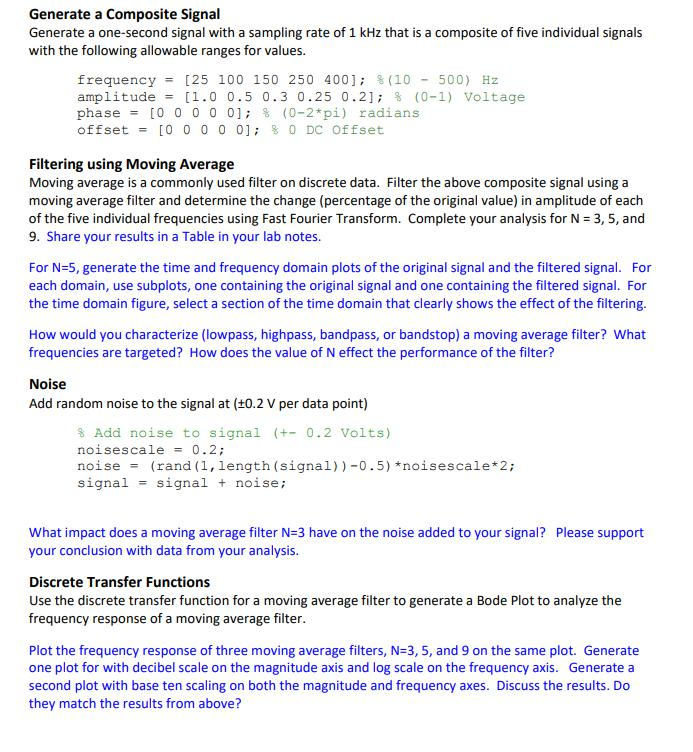 (Matlab)Use the discrete transfer function for a | Chegg.com