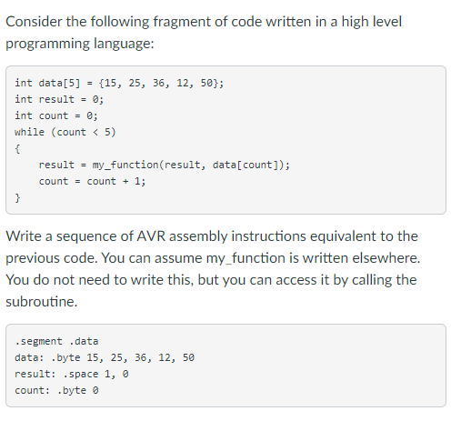 Consider the following fragment of code written in a | Chegg.com