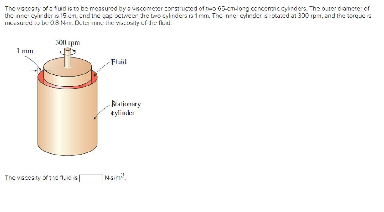 Solved The viscosity of a fluid is to be measured by a | Chegg.com